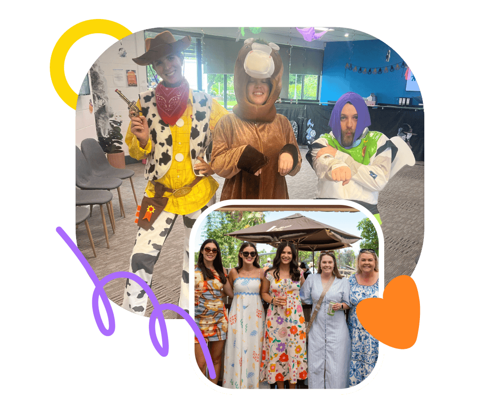 Fun costume party images showcasing children and adults dressed as cowboys, animals, and characters, perfect for speech therapy, creative activities, and community events at Chatterbox Speech Melbourne.
