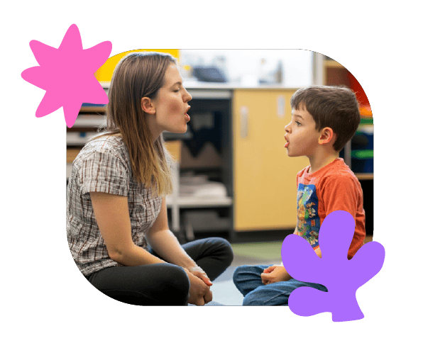 Engaging speech therapy session with a child and therapist focused on communication development at Chatterbox Speech, enhancing language skills and confidence.