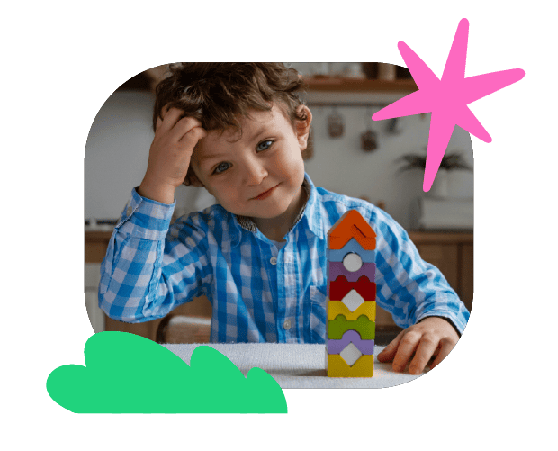 Colourful building blocks stacking activity to support children's speech and language development in Australia.