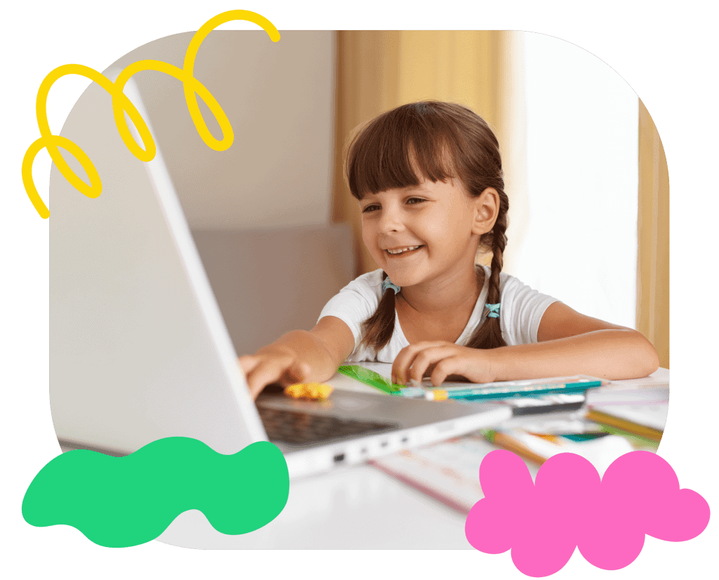 Young girl engaging in online speech therapy session at home, improving communication skills with speech therapy services from Chatterbox Speech.